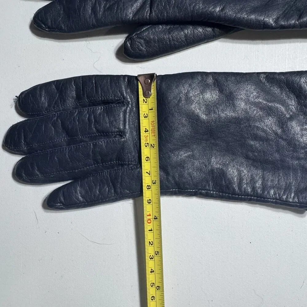 Women’s Genuine Leather Gloves Acrylic Knit Lined Black Size 7 1/2
